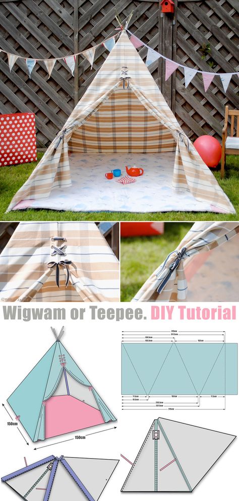 Teepee Tent Diy How To Make, Diy Play Teepee Tent, Diy Teepee Tent For Adults, Kids Tents Indoor Diy, Build A Teepee For Kids, How To Make A Teepee Tent, Diy Tp Tent For Kids, Bamboo Teepee Diy, Fabric Tents For Kids