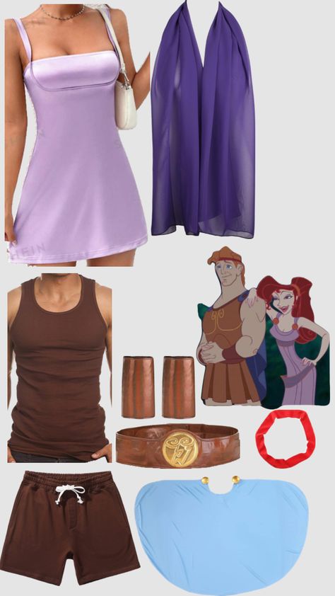 halloween - hercules and megara Hercules And Meg Halloween Costume, Meg And Hercules Costume Diy, Megra Halloween Costume, Diy Hercules Costume, Megara Hairstyle, Megara Costume Halloween, Hercules Couple Costume, Hurceles And Meg Costume, Hercules Costume Diy