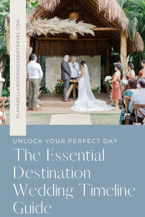 Dreaming of a flawless destination wedding? Dive into our comprehensive guide: "Unlock Your Perfect Day: The Essential Destination Wedding Timeline Guide"! Packed with expert advice, tips, and step-by-step timelines, we make wedding planning feel like a breeze. Pin now for the perfect wedding planning later! #DestinationWedding #WeddingPlanning #WeddingTimeline #PerfectDay Destination Wedding Checklist Timeline, Wedding Timeline For Guests, Save The Date Timeline, Wedding Timeline 12 Month, Destination Wedding Planning Timeline, Destination Wedding Timeline, Wedding Timeline Checklist, Wedding Planning Checklist Timeline, Destination Wedding Checklist