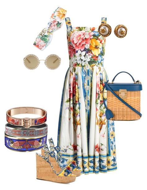 "Untitled #582" by sh-66-sh on Polyvore featuring Dolce&Gabbana, Mark Cross, Gucci, HermÃ¨s and Chanel Polyvore Outfits Spring, Polyvore Casual, Short Semi Formal Dresses, Informal Dress, Bralette Outfit, Business Attire Women, Italy Outfits, Mark Cross, Islamic Clothing