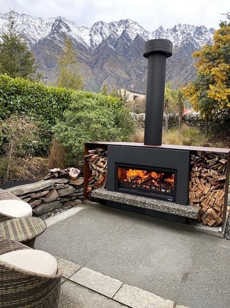 Coastal Fireplaces, Rustic Outdoor Fireplaces, Modern Outdoor Fireplace, Wood Fireplaces, Outdoor Wood Fireplace, Outside Fireplace, Fireplace Patio, Diy Outdoor Fireplace, Outdoor Fireplace Designs