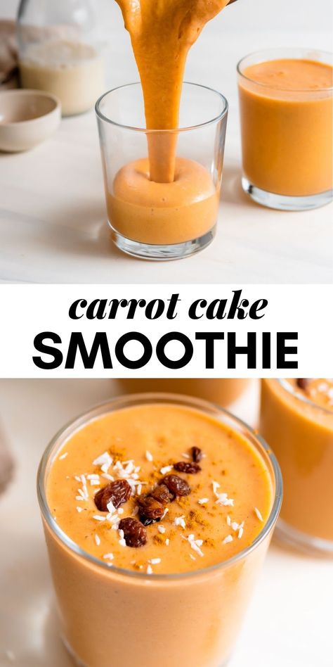 Lemon Oats, Green Thickies, Carrot Cake Smoothie, Chocolate Chai, Carrot Smoothie, Vegan Smoothie Recipes, Smoothies Vegan, Resep Smoothie, Healthy Carrot Cakes