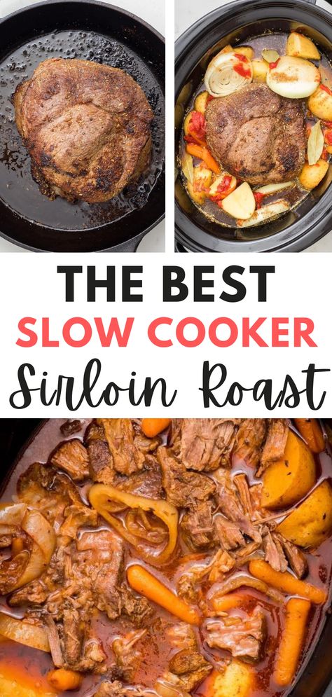 Experience melt-in-your-mouth tenderness with our Crockpot sirloin roast recipe! This easy slow cooker beef tip recipe is perfect for busy days, you'll achieve fork-tender results with minimal effort. Try our flavorful slow cooker beef tip sirloin roast with a luscious steak & gravy twist. The rich and savory flavors of this slow cooker sirloin tip recipe will impress your family and friends, so try it now & Elevate your comfort food game Tip Sirloin Roast Recipes Crock Pot, Slow Cook Sirloin Tip Roast, Sirloin Tip Slow Cooker, Crock Pot Sirloin Roast, Crockpot Sirloin Roast Recipes, Slow Cooker Sirloin Tip Roast Recipes, Slow Cooker Top Sirloin Roast, Crockpot Sirloin Tip Roast Crock Pot, Slow Cooker Sirloin Roast