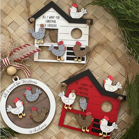 Design custom family ornaments featuring chickens or gingerbread themes. Perfect keepsakes that celebrate family traditions during the holidays! Laser Ornaments, Engraver Ideas, Svg Chicken, Laser Crafts, Personalized Family Ornaments, Laser Cut Christmas, Christmas Chicken, Glowforge Projects, Glowforge Ideas