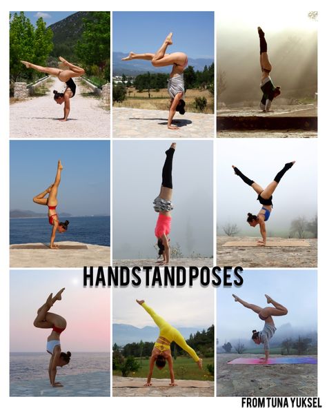 Types Of Handstands, Different Types Of Handstands, Cool Headstand Poses, Cool Handstand Poses, Handstand Pose Reference, Fun Gymnastics Tricks, Hand Stand Poses, Handstand Variations, Handstand For Beginners