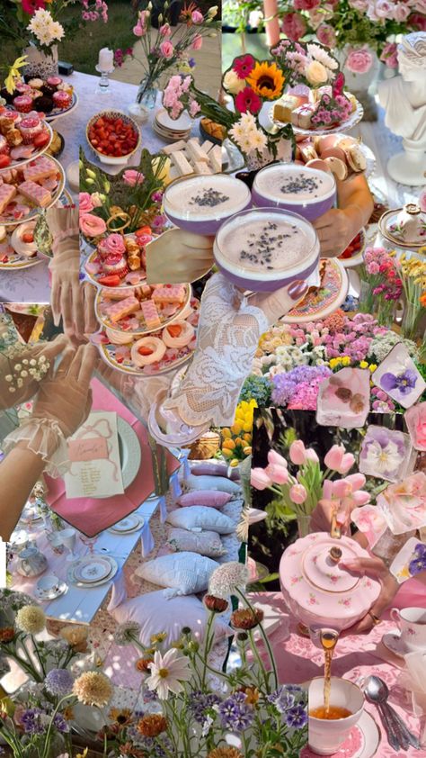 Aesthetic Tea Party Food, Spring Garden Tea Party, Croquette Tea Party, Bridgerton Charcuterie, High Tea Party Food, Bridgerton Watch Party, Bridgerton High Tea, High Tea Aesthetic, Coquette Tea Party