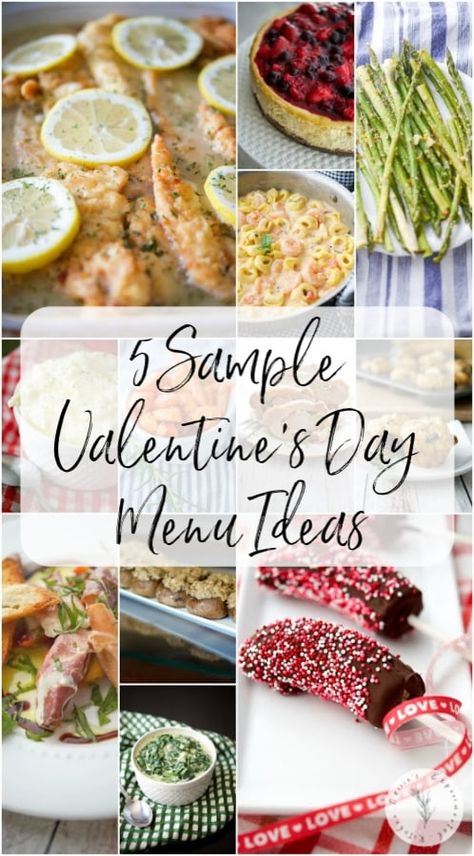 Make that special someone a home cooked meal to show how much you care. Here are 5 Sample Valentine's Day Menu Ideas to give you some inspiration. #valentinesday #dinner #menuideas #mealplan Valentine's Menu Ideas, Valentine's Day Menu Ideas, Valentine Dinner Party, Valentines Food Dinner, Luncheon Menu, Cream Of Asparagus Soup, Valentines Dinner, Date Night At Home, Cooked Meal