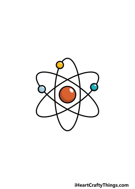 How to Draw An Atom – A Step by Step Guide Atom Drawing Science, Chemistry Related Drawings, Atoms Picture, Science Cute Drawings, Cute Science Drawings, Physics Painting Ideas, Physics Art Draw, Physics Drawing Ideas, Physics Drawing