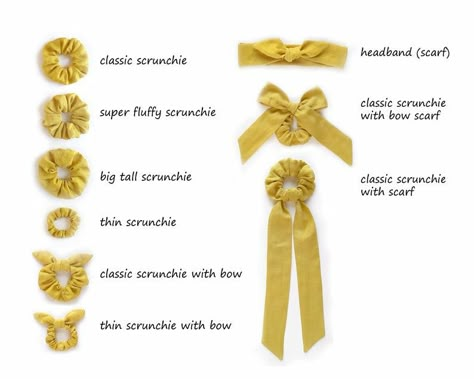 Diy Bow Scrunchie, Toy Sewing Projects, Sew Scrunchie, Scrunchie Measurements, Scrunchies Sewing, Hairband Crochet, Diy Hairband, Scrunchie Pattern, Crochet Making