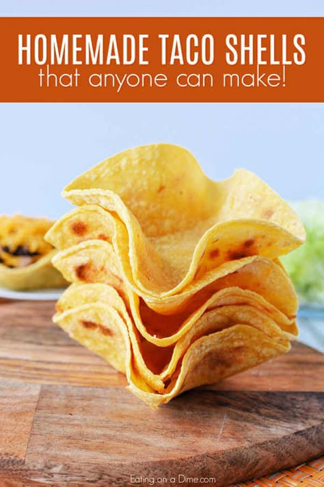 How to Make Homemade Taco Bowls Taco Shell Bowls, Make Corn Tortillas, Homemade Taco Shells, Taco Shell Recipe, Crispy Taco Shells, Taco Salad Bowls, Salads Recipes For Dinner, Taco Shell, How To Make Corn