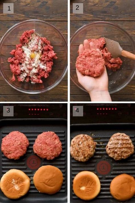 A few simple ingredients take this grilled hamburgers over the top! You will get a juicy, delicious burger that I call the BEST Hamburger Recipe around! I bet you have all these ingredients in your pantry so grab them and grill yourself a burger tonight! #hamburger #burger #grilling #grill #recipe #recipeidea #gimmesomegrilling Ground Beef Burger Patties, Homemade Grilled Burgers, Burger Recipes Grilled, Burger Press Recipes, Basic Burger Recipe, Bbq Hamburgers Grilling, Homemade Burgers Patties Easy, Juicy Homemade Hamburgers, Hamburger Grill Recipes