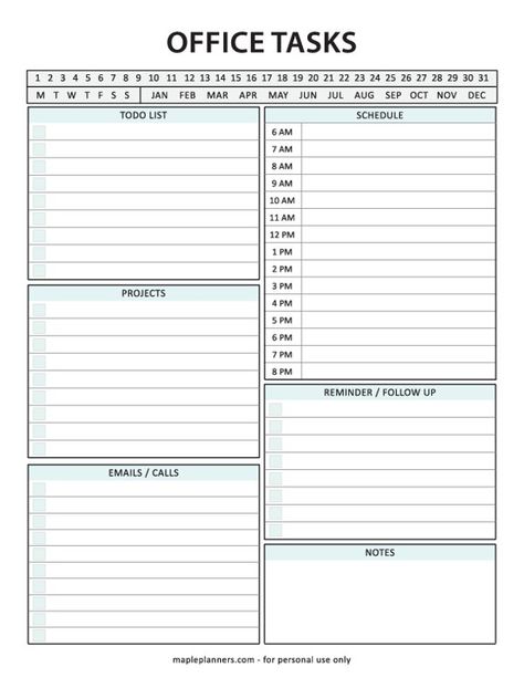 Office Notes Ideas, Work Planner Printable Free, Work Templates Free Printables, Medical Office Manager Organization, When Did I Last List Printable, Free Printables Organization Templates, Free Office Printables, Work Organization Printables, Daily Task List Printable