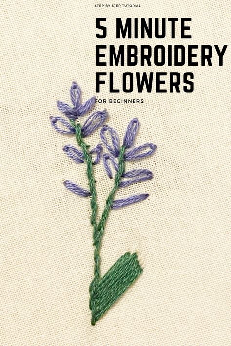 Embroidery Ideas For Beginners Flowers, Embrodery Stiching Flowers Diy, Simple Lavender Embroidery, How To Embroider Flowers Easy, How To Embroider Lavender, Easy Embroidery For Beginners Flowers, Embroidery Stitches For Flowers, Simple Embroidered Flowers, Easy Embroidered Flowers