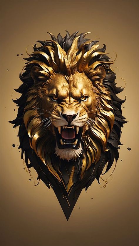 Lion Head Illustration, Gold Lion Wallpaper, Lion Vector Art, Lion Digital Art, Lion Head Drawing, Lion Vector, Lion Head Tattoos, Lion Artwork, Lion Illustration