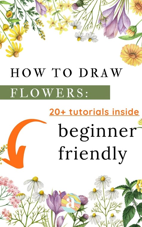 How to draw flowers step by step for beginners | how to draw flowers watercolor pencil | how to draw flowers realistic easy sketches #howtodraw #howtodrawflowers #artisthue Drawing Wildflowers Step By Step, How To Draw Flowers For Beginners Easy, How To Draw Realistic Flowers Step By Step, Flower Illustration Tutorial, Flower Sketches Watercolor, How To Paint Simple Flowers Step By Step, How To Draw Different Types Of Flowers, How To Draw Botanicals Step By Step, How To Draw Wildflowers Step By Step