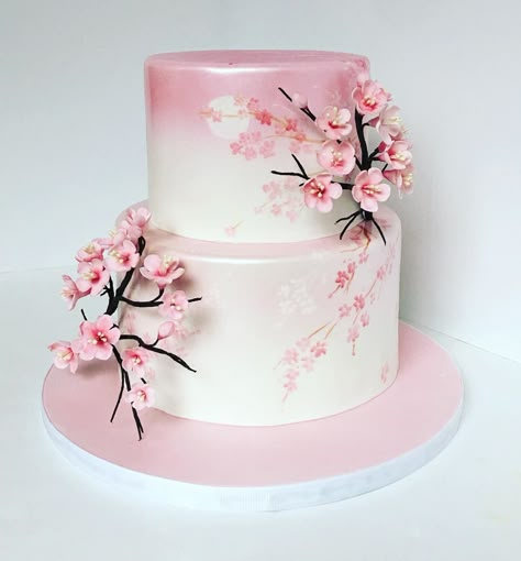 A Lovely Cherry Blossom Quinceanera Theme Japanese Quinceanera Ideas, Cherry Blossom Dessert Table, Sakura Wedding Cake, Mulan Baby Shower Theme, Japanese Themed Cake, Blossom Quinceanera Theme, Cherry Blossom Bridal Shower Theme, Cherry Blossom Baby Shower Theme, Japanese Theme Cake