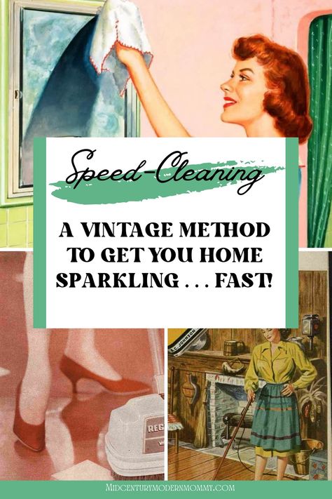 A vintage cleaning routine to help you get your housework done fast so you have more time for fun! 1950s Housewife Routine, Vintage House Wife, The Good Wife's Guide, Spring Cleaning Schedules, 1950s Housewife, Happy Homemaking, Clean Your House, Vintage Housewife, House Wife