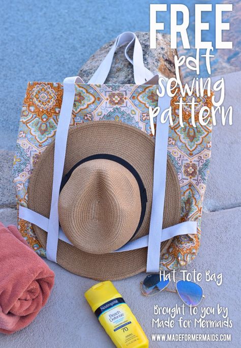 Day 5: Hat Tote Bag Beach Tote Bags Diy, Nautical Rope Crafts, Diy Beach Bag, Jewelry Roll Travel, Tutorials Diy, Free Pdf Pattern, Jewelry Roll, A Day At The Beach, Beach Diy