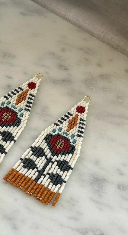 Seed Bead Weaving Patterns, Seed Bead Earring, How To Make Beaded Earrings Tutorials, Beaded Fringe Earrings Fall, Seed Bead Patterns Free Earrings, Seed Bead Earrings Tutorial, Seed Bead Earrings Patterns, Delica Beaded Earrings, Southwestern Beaded Fringe Earrings