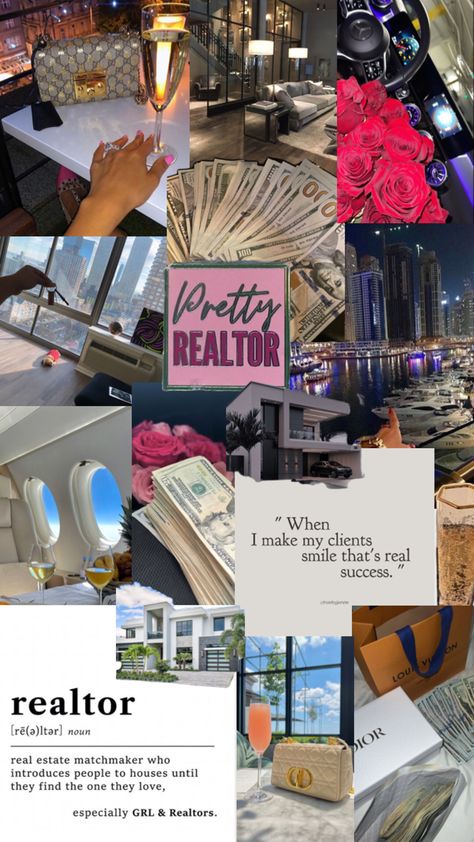 Real Estate Dream Board, Real Estate Boards Ideas, Real Estate Agent Asthetic, Real Estate Dream Job, Realtor Black Women, Aesthetic Real Estate Pictures, Commercial Real Estate Agent, Successful Realtor Aesthetic, Jobs Vision Board