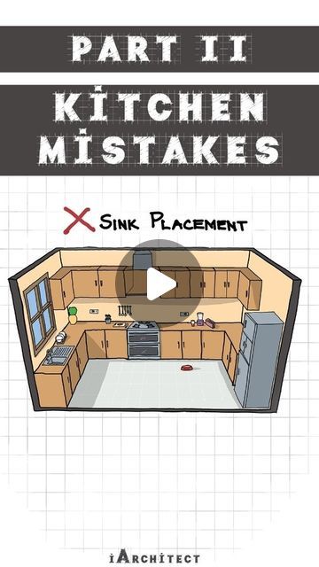 2.5M views · 79K likes | iArchitect - Architecture & Design on Instagram: "Kitchen Mistakes Part -II Sink placement mistakes to avoid.  1. No counter space between sink and stove 2. Placing sink and dishwasher too apart  3. Not enough counter space beside the kitchen . . . . #architects #sinkdesign #architecturestudent #interiordesign #interiordesigner #kitchendesign #kitchendecor #kitchenhack #kitchenlayout #sink #sinkplacement #homedesign #homestyle #home" Kitchen Stove Next To Sink, Kitchen Sink Beside Stove, Sink At End Of Kitchen Counter, Sink Stove Same Wall, Stove At The End Of Counter Run, 2 Sinks In Kitchen Layout, Stove And Sink On Same Wall Layout, Kitchen Sink And Cabinet Ideas, Dishwasher Next To Sink