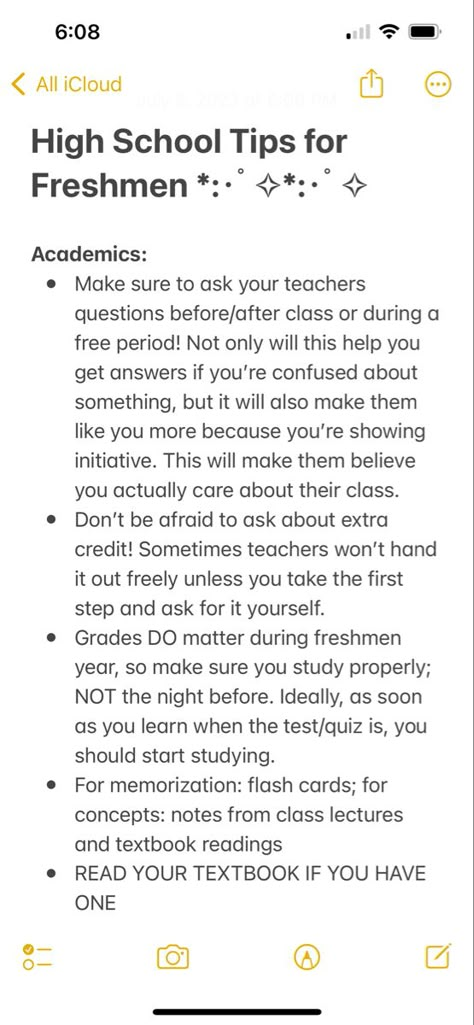 Tips For Upcoming Freshman, What Classes To Take In High School, Ninth Grade Tips, How To Be Cool In High School, Highschool Freshman School Supplies List, How To Get Ready For High School, Highschool Must Haves, Tips For Incoming Highschool Freshman, First Day Of High School Tips