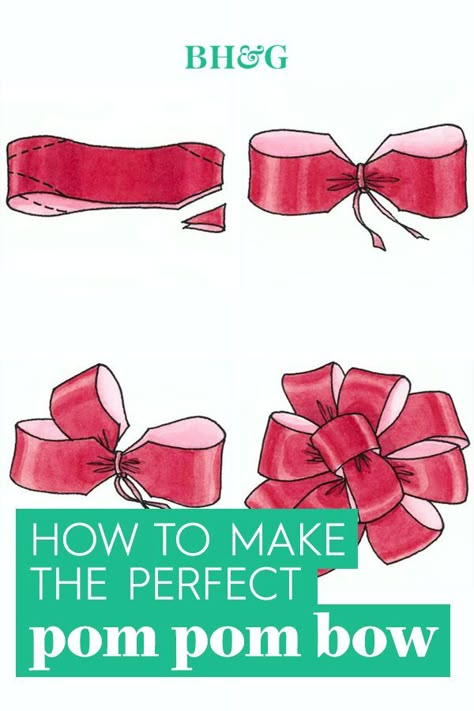 Wire Edged Ribbon Crafts Ideas, Different Ribbon Bows, How To Make A Pom Pom Bow With Ribbon, Easiest Way To Make A Bow, How To Make A Bow Without Wired Ribbon, Pom Pom Ribbon, Types Of Bows Ribbons, How To Tie Big Bows With Ribbon, Diy Giant Gift Bow