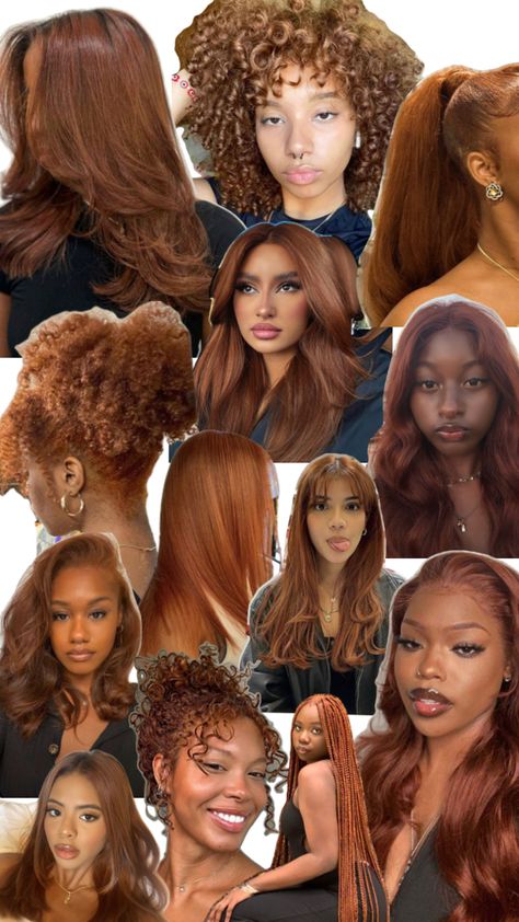 Natural Hair Color Palette, Shaggy Ginger Hair, Spring Time Hair Color, Olive Tone Skin Hair Color, Hair Color Ideas Olive Skin, Hair Color Ideas Light Skin, Winter Hair Colors For Black Women, Ginger Hair Olive Skin, Orangish Brown Hair