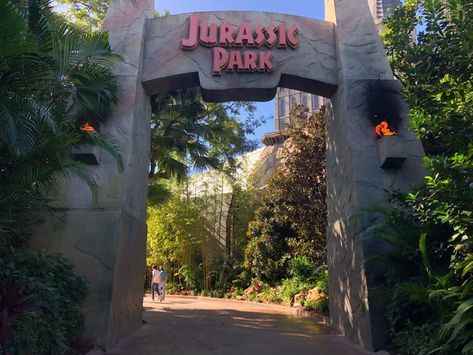 PHOTOS: Construction Walls Down Near Jurassic Park Entrance in Universal's Islands of Adventure - WDW News Today Universal Islands Of Adventure, Universal Parks, Florida Holiday, We Are Forever, Jurrasic Park, Miami Orlando, Signage System, The Flintstones, Islands Of Adventure