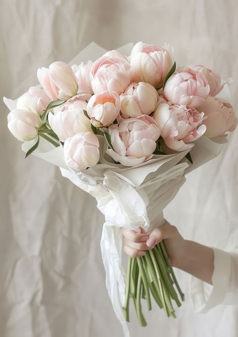 Wedding Peony Bouquets, Wedding Bouquets August, Peonies And Lilies Bouquet, Wedding Flower White, Wedding Bouquets Peonies, Wedding Bouquet Peonies, Light Pink Tulips, Pink Peony Bouquet Wedding, Garden Roses Bouquet