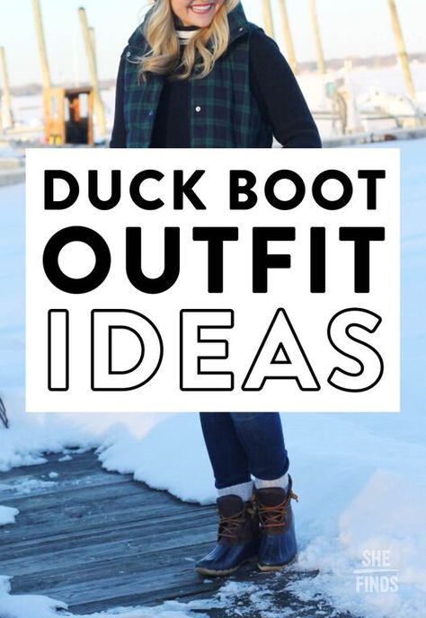 Duck boot outfit ideas Sperry Boots Outfits For Women, Black Duck Boots Outfit, Cute Duck Boot Outfits, Outfit With Duck Boots, How To Style Duck Boots, Sperry Boots Outfit, Duck Boot Outfit Ideas, Sperry Duck Boots Outfit, How To Wear Duck Boots