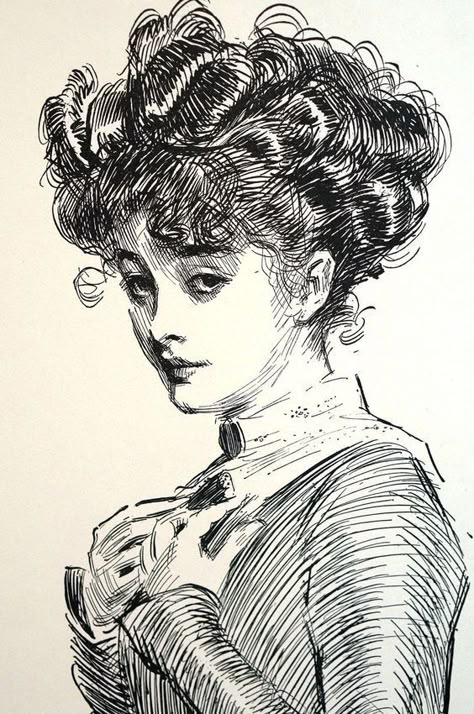 Marcus Black 1844 Charles Gibson, Charles Dana Gibson, Dana Gibson, Victorian Illustration, Portfolio Print, Gibson Girl, Arte Sketchbook, Arte Inspo, Ink Illustrations