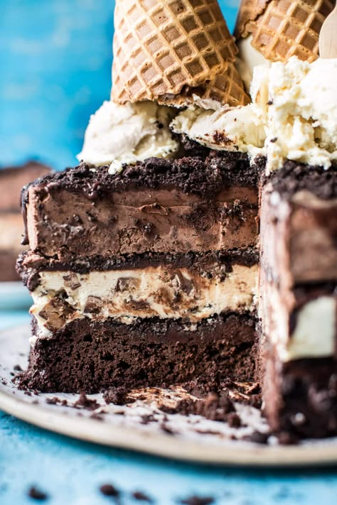 Half Baked Ice Cream, Baked Ice Cream, Chocolate Fudge Ice Cream, Fudge Ice Cream Cake, Fudge Ice Cream, Ice Cream Cake Recipe, Ice Cream Cakes, Half Baked, Fudge Cake