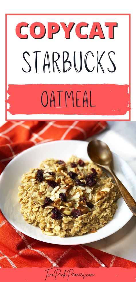 Copycat Starbucks Oatmeal | This copycat Starbucks oatmeal is the perfect breakfast for a busy day. It is a delicious and simple copycat recipe. This oatmeal has all the yummy toppings and is also quick to make. Starbucks Oatmeal Copycat, Healthy Copycat Starbucks Drinks, Oats Overnight Copycat Recipe, Starbucks Copycat Recipes Vanilla Bean, Starbucks Oatmeal, Make Your Own Instant Oatmeal, Oatmeal Recipes Crockpot, Steel Oats, Best Oatmeal Recipe