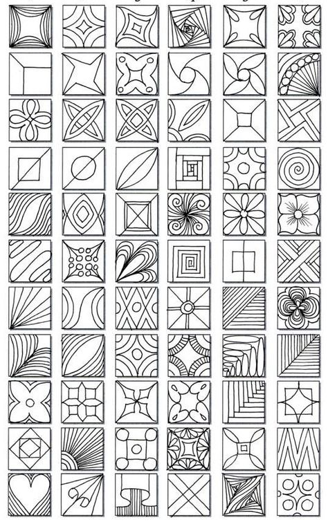 Square Zentangle Patterns, Art Drawings Step By Step, Zentangle Art Beginners, Square Zentangle, Zentangle Patterns Step By Step, Simple Art Drawings, Geometric Patterns Drawing, Zendoodle Art, Patterns Zentangle