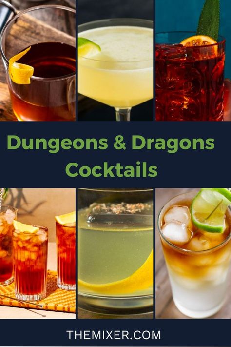 Dnd Inspired Drinks, Dragon Themed Drinks, Dnd Themed Cocktails, Dnd Cocktail Recipes, Dnd Inspired Cocktails, Medieval Cocktails, D&d Cocktails, Dungeons And Dragons Drinks, Dungeons And Dragons Cocktails