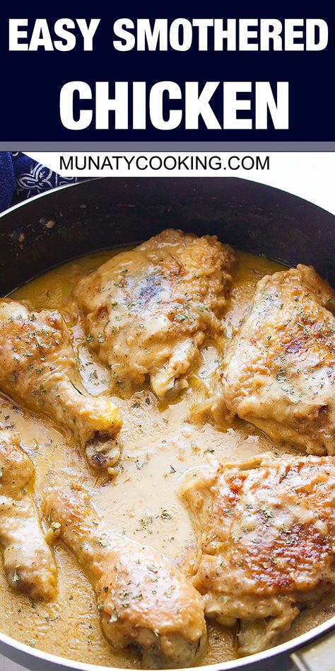 Soul Food Baked Chicken Recipes, Smothered Fried Chicken Recipes, Smothered Gravy Recipe, Rice Gravy Chicken, Gluten Free Smothered Chicken, Smothered Fried Chicken Southern, Smothered Chicken And Gravy Stovetop, Chicken Drumsticks And Gravy, Smothered Chicken Quarters