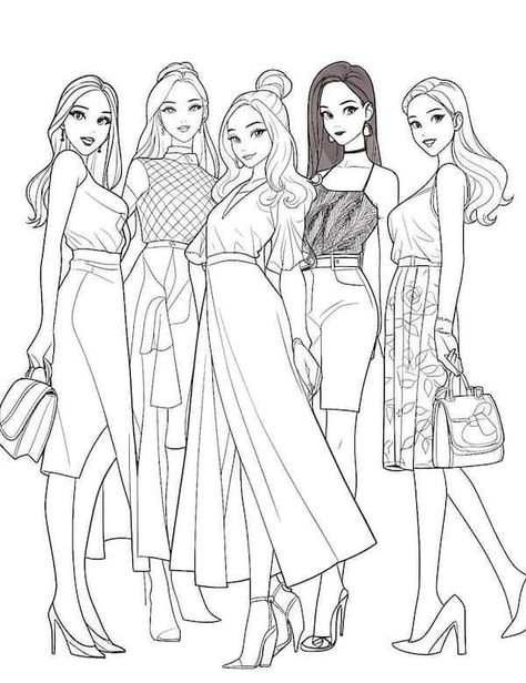 47 Barbie Coloring Pages For Kids And Adults - Our Mindful Life Fashion Coloring Pages Dresses, Barbie For Coloring, 4 Best Friends Drawing Cute, Barbie Coloring Pages For Kids, Coloring Pages Girl, Barbie And, Printable Barbie, Fashion Coloring Pages, Friends Coloring Pages