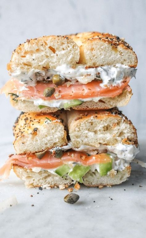 Dill Butter, Bagel Sandwiches, Smoked Salmon Bagel, Salmon Bagel, Vegetable Appetizers, Cranberry Jam, Breakfast Appetizers, Avocado Toast Egg, Breakfast Bagel