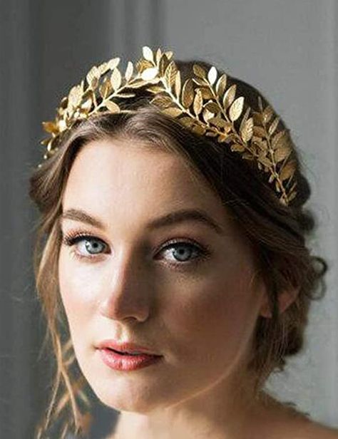 Gold Hair Crown Head Pieces, Goddess Accessories, Greek Headband, Headband For Bride, Jewel Headband, Gold Flower Crown, Gold Leaf Crown, Month Ideas, Wedding Tiara Hairstyles