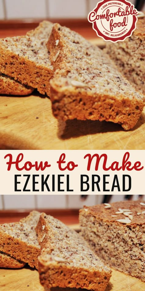 Ezekiel Bread Recipe. Surprisingly enough I found it to be delicious.  It wasn't as dry or hard as I expected to be, and toasted with some butter and jam it actually made for an excellent #breakfast #easyrecipe #healthy #breadrecipe Ezekiel Bread Recipe Easy, Ezekiel Bread Recipe, Stuffing Rolls, Flourless Bread, Best Ever Brownies, Love Bakes Good Cakes, Grain Free Bread, Ezekiel Bread, Good Cakes