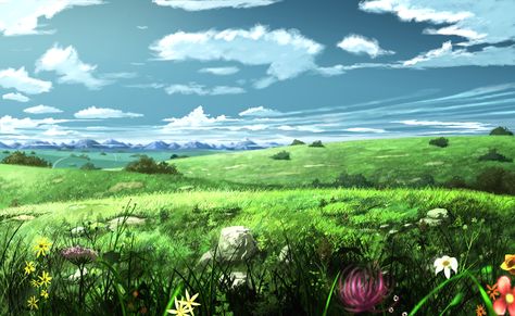 Anime Bg, Landscape Wallpapers, Anime Landscape, Background Anime, Green Scenery, Field Wallpaper, Driveway Landscaping, Sunset Wallpaper, Landscape Scenery