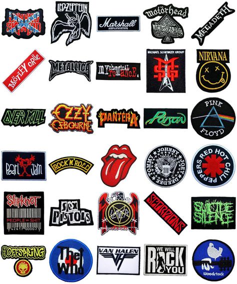 All good bands Logo Band Metal, Heavy Metal Bands Logo, Punk Rock Patches, Rock Band Patches, Band Logos Ideas, Metal Bands Logo, Patch Ideas Punk, Rock Band Logo Design, Rockband Logos