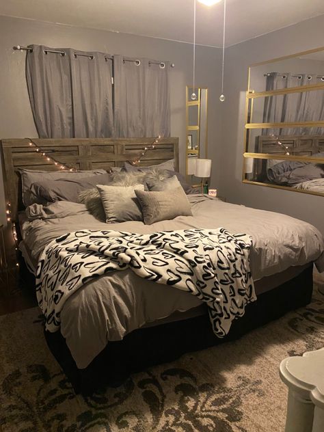 I am obsessed. These mirrors + command strips equals LOVE!! Bedding Ideas Couples, Married Couple Bedroom Ideas, Married Couples Bedroom, Married Couple Bedroom, Walmart Mirror, Bedroom Light Ideas, Room Inspo Pink, Couple Bedroom Ideas, Realistic Bedroom