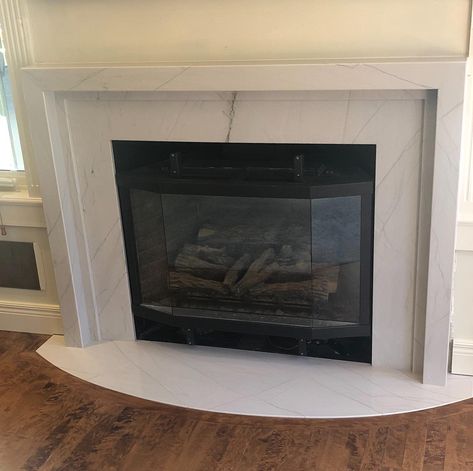 56 Cozy Fireplace Surround Ideas Fireplace Tile Design, Gas Fireplace Surround Ideas Tile, Fireplace With Quartz Surround, Update Gas Fireplace Surround, White Fireplace Mantel, Fireplace Stone Surround, Fireplace Granite Surround, Marble Fireplace Surround Ideas, Granite Surround Fireplace