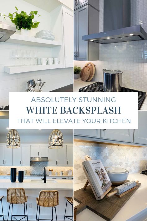 White Kitchen Backsplash Ideas, Open Shelving Kitchen, Backsplash Trends, Shelving Kitchen, White Kitchen Backsplash, Magnolia Table, Quartzite Countertops, Flat Panel Cabinets, Kitchen Backsplash Ideas