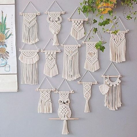 Quantity:1 pc; Type:Wall Tapestries; Listing Date:03/12/2024 Small Macrame Wall Hanging, Art Macramé, Macrame Owl, Small Macrame, Macrame Knots Pattern, Driftwood Wall Art, Macrame Wall Decor, Macrame Wall Hanging Patterns, Mini Macrame