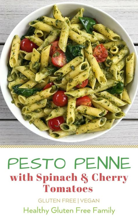 Tomato Basil Pesto Pasta, Pasta Basil, Spinach Pesto Pasta, Pesto Dishes, Blistered Tomatoes, Homemade Basil Pesto, Gluten Free Pesto, Basil Pesto Pasta, Pasta Spinach