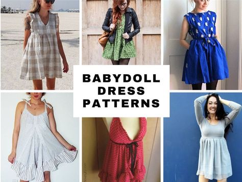 Diy Babydoll Dress, Diy Ruffle Sleeve, Diy Babydoll, Babydoll Dress Pattern, Dress Patterns For Women, Hello Sewing, Smock Dress Pattern, Pola Dress, Diy Ruffle