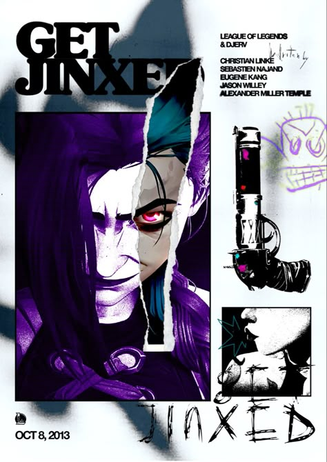 Poster Artwork Design, Arcane Posters Aesthetic, Jinx Poster Arcane, Arcane Poster Art, Jinx Arcane Poster, Arcane Graphic Design, Arcane Poster Aesthetic, Arcane Poster Design, Jinx Wanted Poster